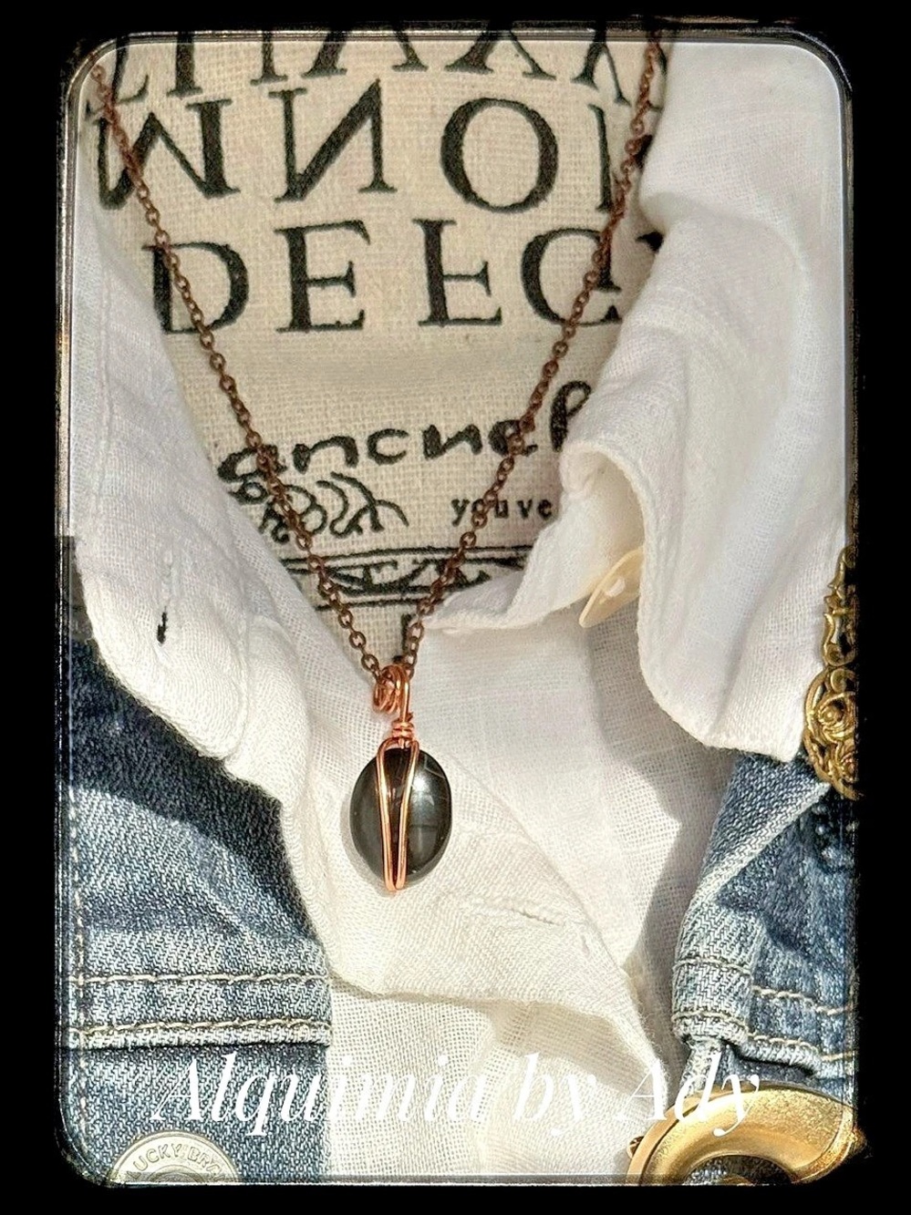Onyx + Black Stone Pendant Necklace Like New